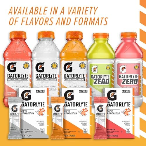 Gatorlyte Rehydration Electrolyte Drink, 3 Flavor Variety Pack, Specialized Blend of 5 Electrolytes, Zero Sugar, No Artificial Sweeteners/Flavors, 20 fl oz Bottles (12 Pack)