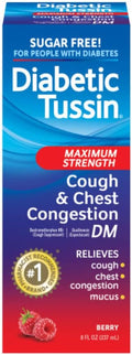 Diabetic Tussin DM Max Strength Cough & Chest Congestion Relief, Safe for Diabetics, Berry Flavored, 8 fl oz. (Pack of 1)