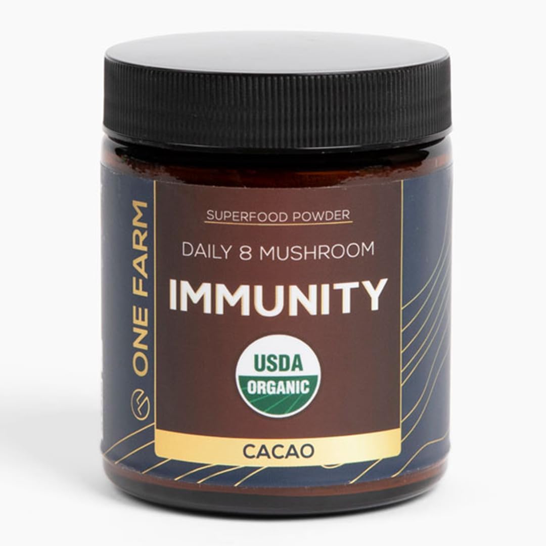 Organic 8 Mushroom Immunity Powder, Non-GMO - Turkey Tail, Chaga, Cordyceps, Shiitake, Reishi, Maitake, Lion's Mane, and Mesima - Vegan Mushroom Supplement in a Resealable Glass Jar