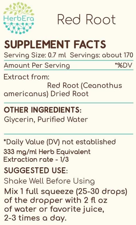 Red Root B120 Alcohol-Free Herbal Extract Tincture, Super-Concentrated (New Jersey Tea, Ceanothus Americanus) 4 fl oz