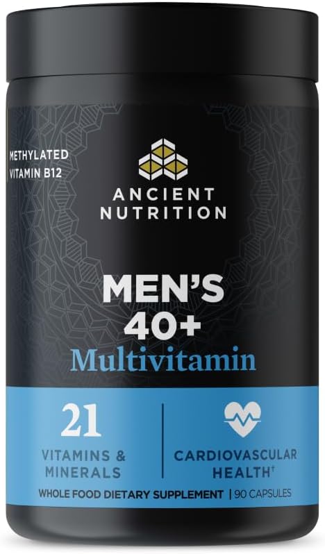 Ancient Nutrition Multivitamin for Men, Multi Men's 40+ Once Daily Vitamin Supplement, Magnesium, Methylated Vitamin A, B and K2, Supports Immune System, 90 Ct