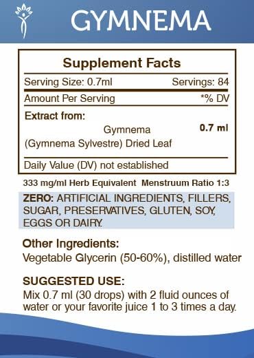 Secrets of the Tribe Gymnema Tincture Alcohol-Free Liquid Extract, Gymnema (Gymnema Sylvestre) Dried Leaf (2 FL OZ)