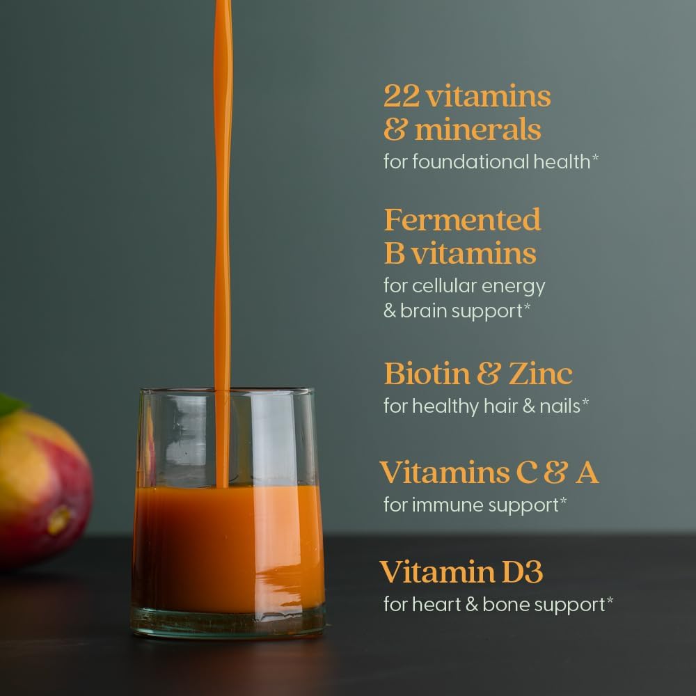 New Chapter Liquid Multivitamin + Mineral Supplement for Whole-Body Benefits, 100% Delicious Multivitamin for Adults, Teens & Kids 2+, Ready to Absorb Faster, Orange Mango Flavored, 30 oz