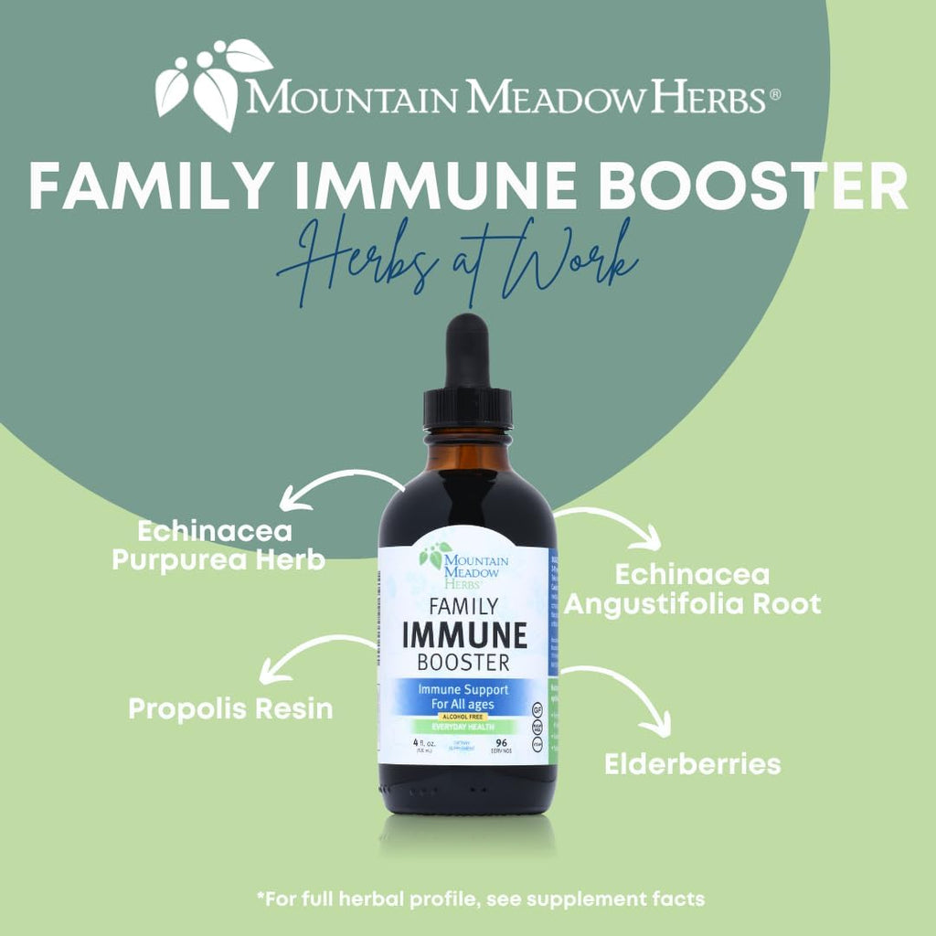Mountain Meadow Herbs Family Immune Booster Extract with Sambucus Elderberry and Echinacea | Optimal Immune Support for The Whole Family | Tincture, 4 oz