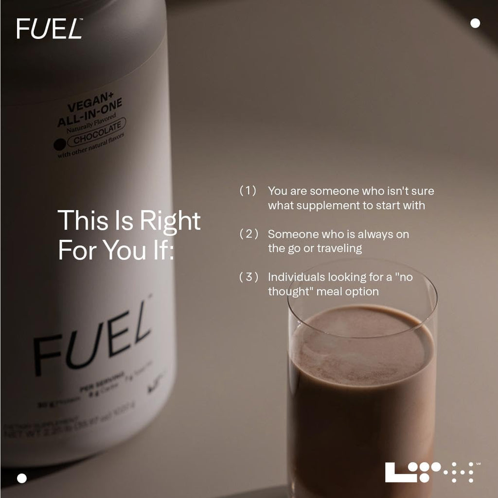 LTH Fuel Vegan & All-in-One - Trusted by Life Time Fitness Members - 30g Protein - Plant-Based Protein Meal Replacement - Vitamins, Minerals, Digestive Enzymes & Probiotics - Chocolate, 20 Servings