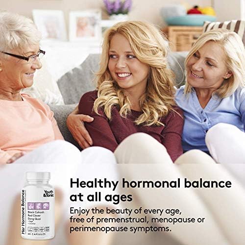 Hormone Balance for Women PMS & Menopause Relief Support Pills | Ease Female all Stages Hormonal Imbalance w Natural Herbal Supplements | Black Cohosh Red Clover Dong Quai Soy Isoflavones Complex