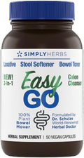 Dr. Schulze's Easy GO Bowel Mover - Formulated Gentle Laxative, Colon Toner & Stool Softener | 100% Plant Natural Bowel Cleanse - Promotes Regular & Complete Bowel Movements - 50 Count Vegan