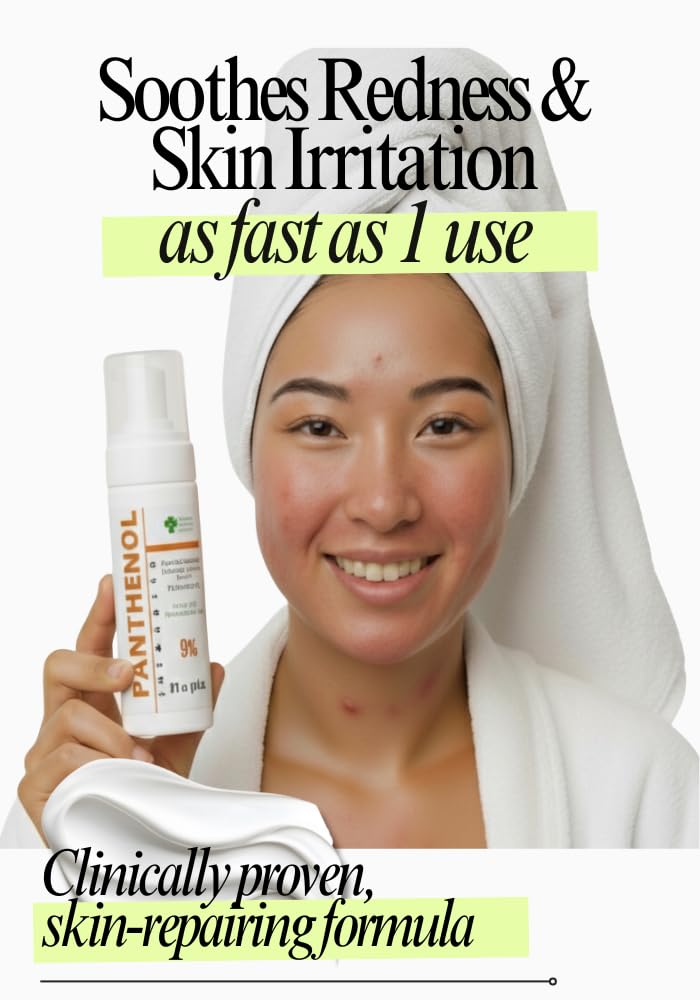 9% Panthenol Foam Spray, Vitamin B5 + Deep Moisturizing Hyaluronic Acid After Sun Care, After Tattoo Care, Hair Transplant & Baby Rash Relief, 3.4 Oz / 100 ml (Foam, 150 Ml)