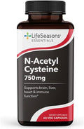LifeSeasons N‑Acetyl Cysteine (NAC) 750 mg – Antioxidant & Detox Support Supplement – Glutathione Precursor, Immune & Respiratory Health, Liver & Cellular Protection – 60 Veg Capsules