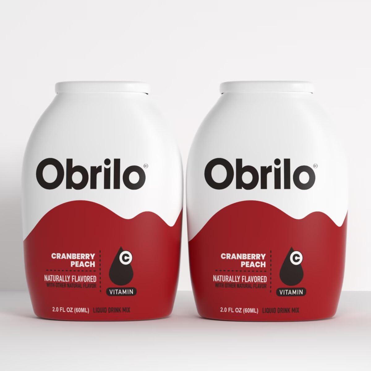 Obrilo Water Enhancer Liquid Flavoring Drops - ZERO Sugar/Calorie, Dye Free, Naturally Flavored Drink Syrup, 2.0 fl oz x 2 Bottles for Kids & Adults (Cranberry Peach)