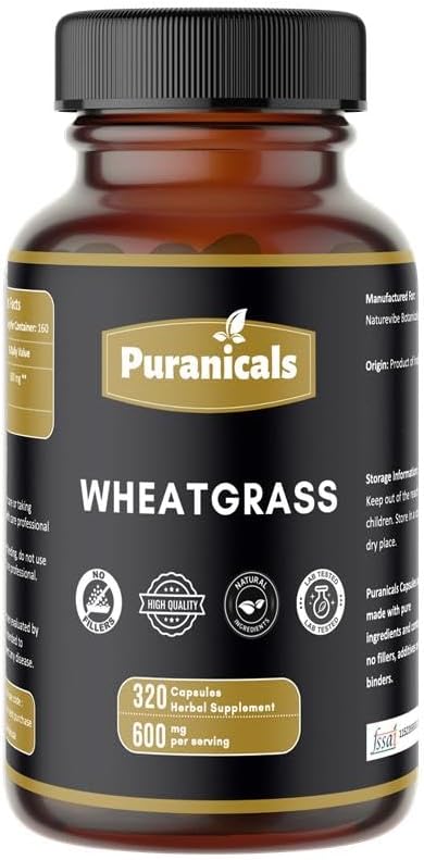 Wheatgrass Premium 320 Capsules Non-GMO and Gluten Free | Herbal Supplement | 600 mg Per Serving | Made with 100% Herb Wheat Grass