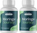 Santo Remedio Moringa and Soursop, Dietary Supplement, Supports Overall Health and The Immune System, 2 Bottles of 60 Capsules, 60 Servings, Gluten-Free, Non-GMO, No Added Sugar.