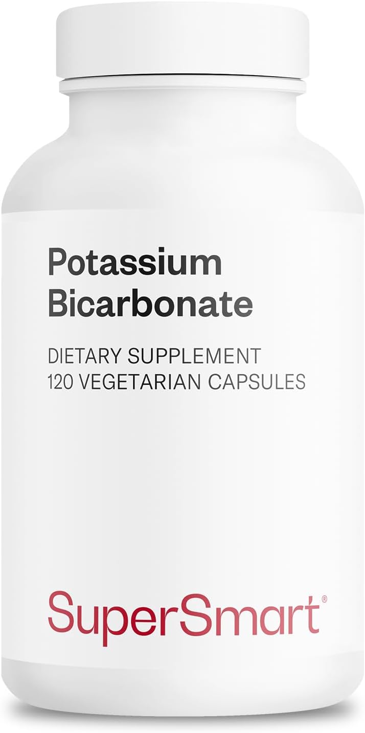 Supersmart - Potassium Bicarbonate 5400mg per Day (High Dose) - Electrolyte Mineral - Acid-Base Balance pH - Heart, Muscle & Nerve Health | Non-GMO & Gluten Free - 120 Vegetarian Capsules