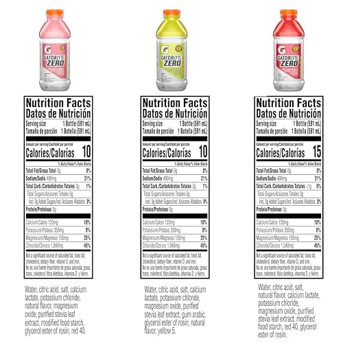 Gatorlyte Rehydration Electrolyte Drink, 3 Flavor Variety Pack, Specialized Blend of 5 Electrolytes, Zero Sugar, No Artificial Sweeteners/Flavors, 20 fl oz Bottles (12 Pack)