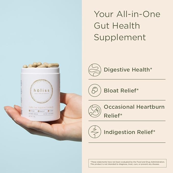 Daily Gut Health Capsules – 8-in-1 All Natural Supplement, Lemon Balm, Bloat & Gas Relief, GI Lining Repair, Leaky Gut & Digestive Support – 60 Capsules