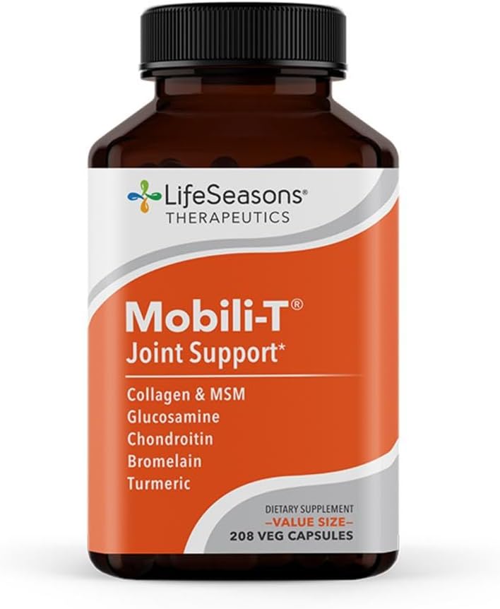 LifeSeasons Mobili-T - Joint Support Supplement - Reduce Inflammation & Aches - Increase Range of Motion - Rebuild Tissue & Cartilage - MSM Chondroitin Collagen Glucosamine & Turmeric - 208 Capsules