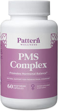 Pattern Wellness PMS Complex - Hormonal Balance, Cramp, Mood, + Period Support - Essential Vitamins, Minerals, & Herbal Extract Blend for Women - 60 Vegan Capsules