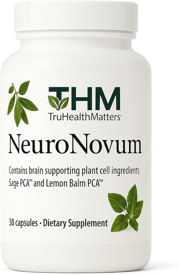 NeuroNovum Cognitive Support Capsules, 30 Count, with Plant Cell-Cultivated Sage & Lemon Balm, Brain Health Supplement for Focus, Memory and Mental Clarity