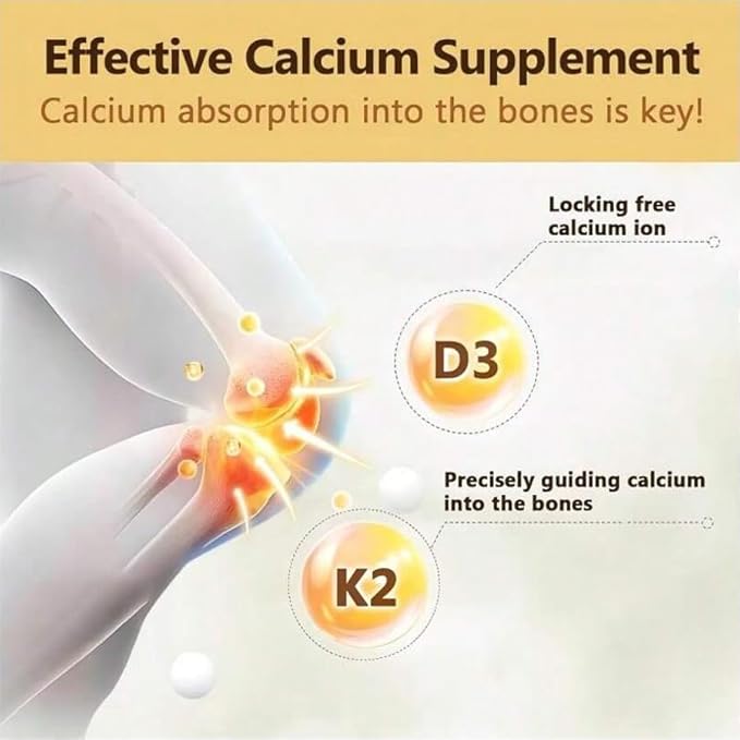 Vitamin K2 with D3 Supplement Non-GMO Formula 125 mcg Vitamin D3 & 100 mcg K2 (MK-7) Easy to Swallow D & K Complex, 60 Capsules