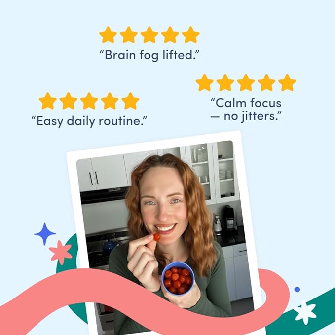 FIRST DAY Women’s Brain Gummies for Focus, Memory & Clarity | Cognizin® Citicoline + Phosphatidylserine | Natural Sustained Energy, Peach Flavor, Vegan, Non-GMO | 30-Day Supply