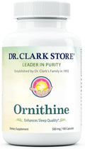 Dr Clark Ornithine Dietary Supplement - Gluten Free, Natural Sleep Aid, Promotes Protein Metabolism, Cleansing and Detoxification, 500mg, 100 Gelatin Capsules