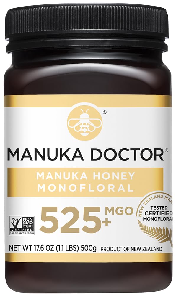 Manuka Doctor - MGO 525+ Manuka Honey Monofloral, 100% Pure New Zealand Honey. Certified. Guaranteed. Raw. Non-GMO (17.6 oz)