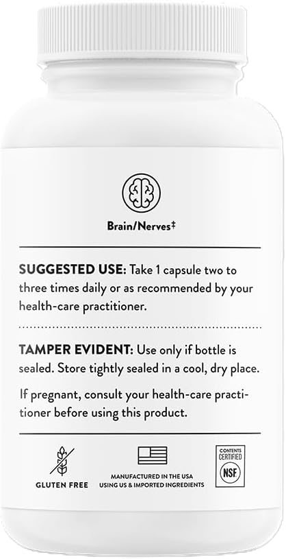 THORNE - Acetyl-L-Carnitine - 500 mg - Supports Brain Function & Healthy Nerve Sensations in The Hands & Feet* - Gluten, Dairy & Soy-Free - 60 Capsules
