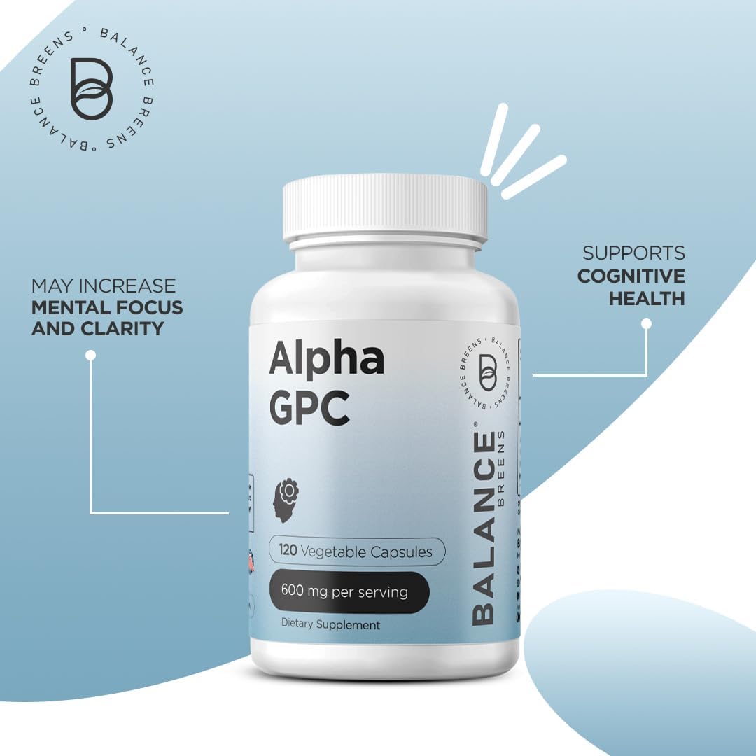 Alpha GPC Choline Supplement 600mg, 120 Veg Capsules - Advanced Memory Formula, Nootropic Brain Support (Pack of 6)