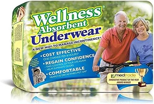 Unique Wellness-Absorbent Underwear (Pull-Ups) Size X-Large (40"–60" Waist) 12 Count, Made in USA