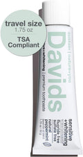 Davids Hydroxi Fluoride Free Nano Hydroxyapatite Toothpaste for Remineralizing Enamel & Sensitive Relief, Whitening, Antiplaque, SLS Free, Natural Peppermint, Made in USA, 1.75oz (Travel Size)