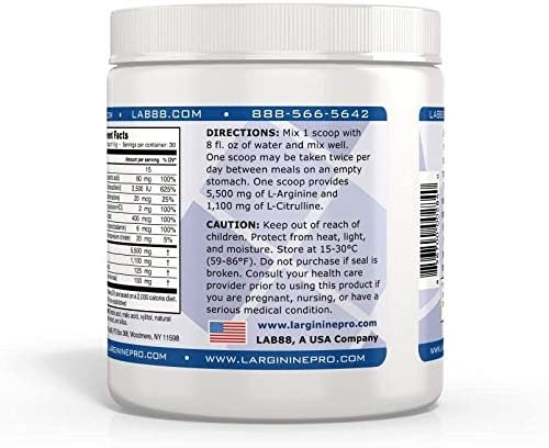 L-ARGININE PRO | 5,500mg L-Arginine Plus L-Citrulline 1,100mg Orange & Grape Powder Drink Mix Supplement for Increased Nitric Oxide Production