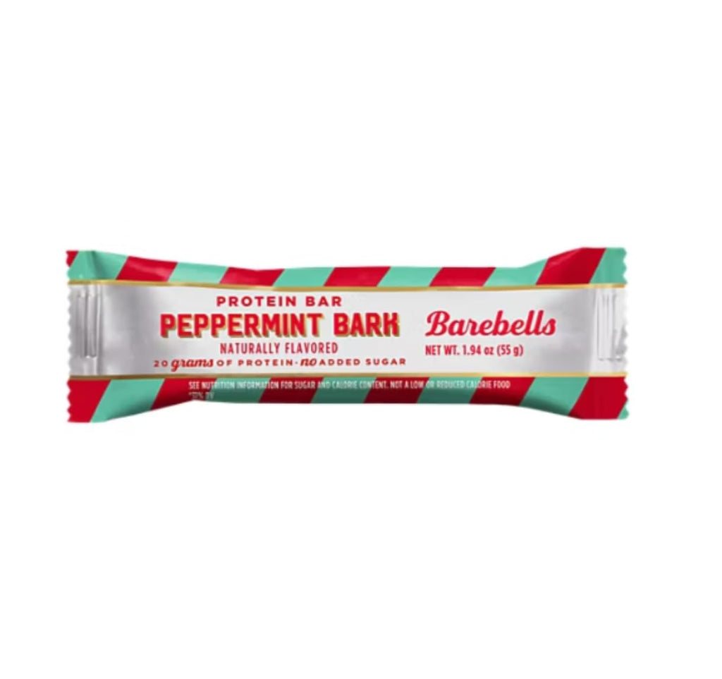 Barebells Protein Bars Peppermint Bark - 12 Count, 20g Protein, Creamy Vanilla Nougat with 1g Sugar, White Chocolate Coated Snack for Breakfast or Post-Workout
