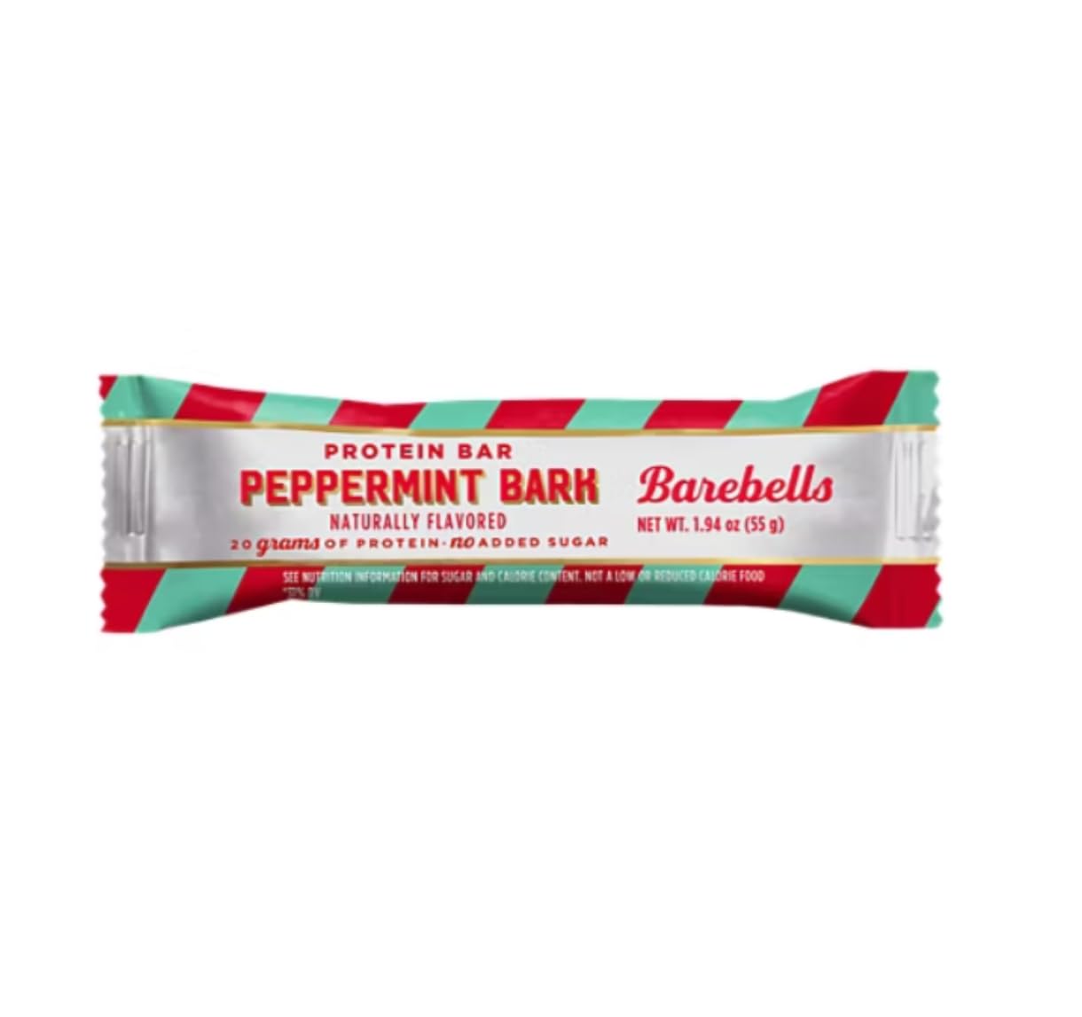 Barebells Protein Bars Peppermint Bark - 12 Count, 20g Protein, Creamy Vanilla Nougat with 1g Sugar, White Chocolate Coated Snack for Breakfast or Post-Workout