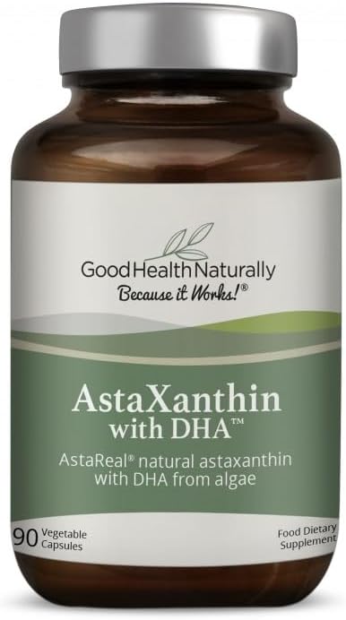 AstaXanthin with DHA - Antioxidant for Skin | 90 Vegetable Capsules - Good Health Naturally