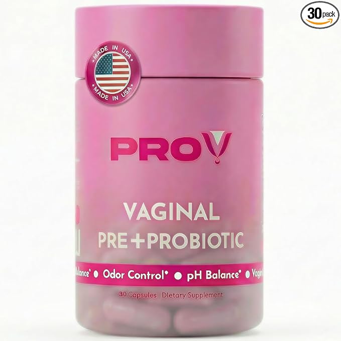 Pro-V Women’s Probiotic with Prebiotics & Cranberry - 4-in-1 Synbiotic for Vaginal Health, pH Balance, Odor & Urinary Tract Support - Daily Feminine Microbiome Supplement - 30 CT