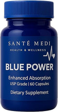 Blue Power - Methylene Blue (USP Grade) Pharma Grade - 60 Capsules with Added Vitamin C Ester for Enhanced Absorption - Brain Supplement for Memory, Focus, Clarity, Cognitive Function