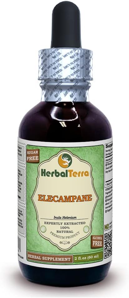 Elecampane (Inula Helenium) Glycerite, Organic Dried Root Alcohol-Free Liquid Extract 2 oz