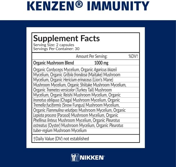 Mushroom Complex Blend for Nikken Kenzen Multi-Mushroom Supplement for Women & Men 1512 - Extract of Chaga, Reishi, Turkey Tail, Lions Mane Supplement Capsules for Daily Wellness (60 Capsules)