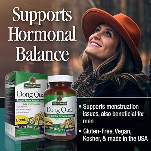 Nature's Answer Dong Quai Root 1000mg | Dietary Supplement | Supports Female Hormone Balance | Non-GMO, Vegan, Kosher Certified & Gluten-Free | Vegetarian Capsules 90ct