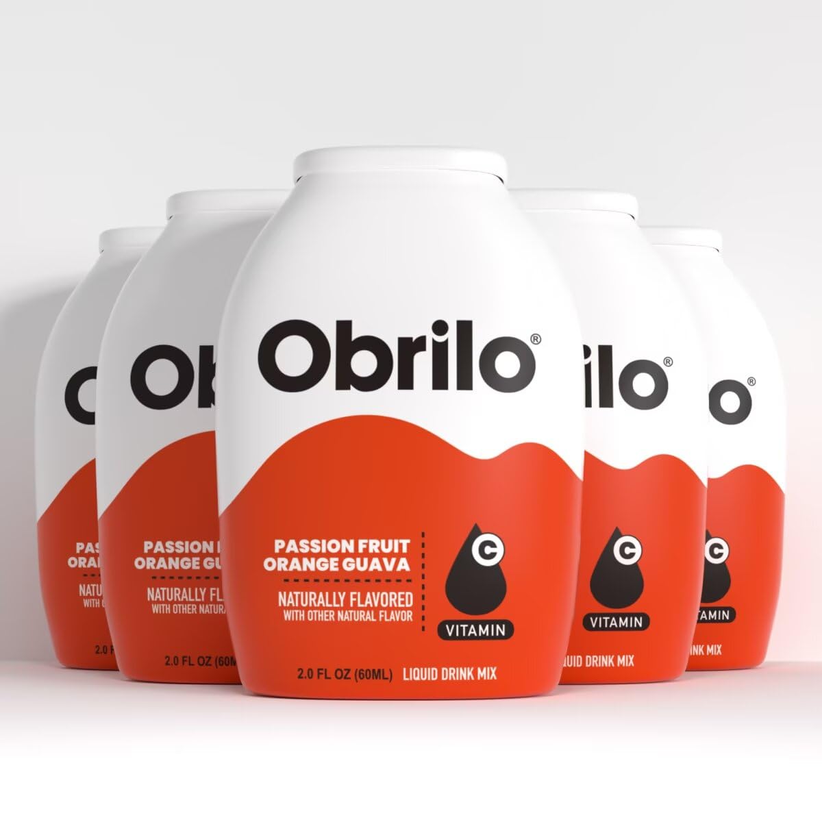Obrilo Water Enhancer Liquid Flavoring Drops - ZERO Sugar/Calorie, Dye Free, Naturally Flavored Drink Syrup, 2.0 fl oz x 5 Bottles for Kids & Adults (Passion Fruit Guava)