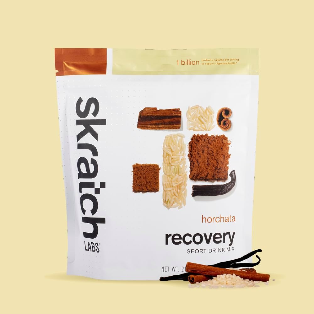 Skratch Labs Post Workout Recovery Drink Mix with Horchata, (21.2 oz, 12 Servings) with Complete Milk Protein of Casein and Whey and Probiotics, Gluten Free, Kosher, Vegetarian