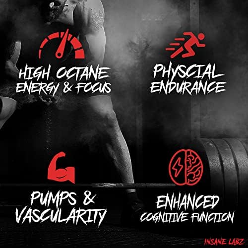 Insane Labz Psychotic, High Stimulant Pre Workout Powder, Extreme Lasting Energy, Focus and Endurance with Beta Alanine, Creatine Monohydrate DMAE, 35 Srvgs (Cotton Candy)