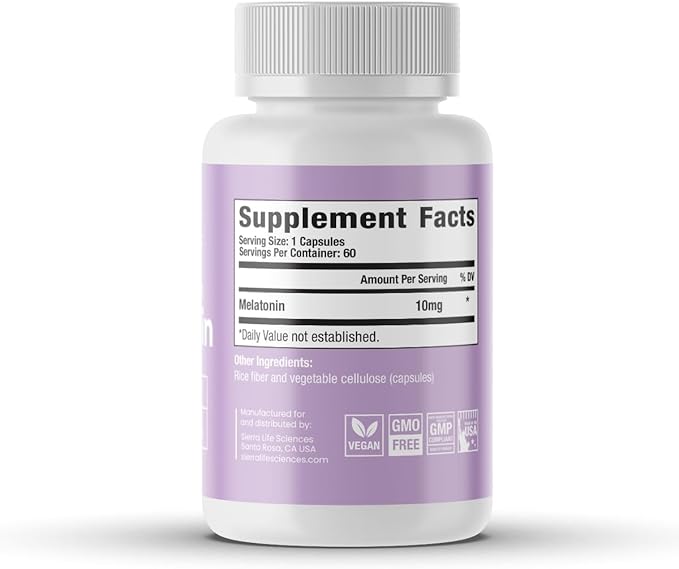 10 mg Extra Strength Dosage Melatonin in Easy-to-Swallow Capsules - 180 Servings