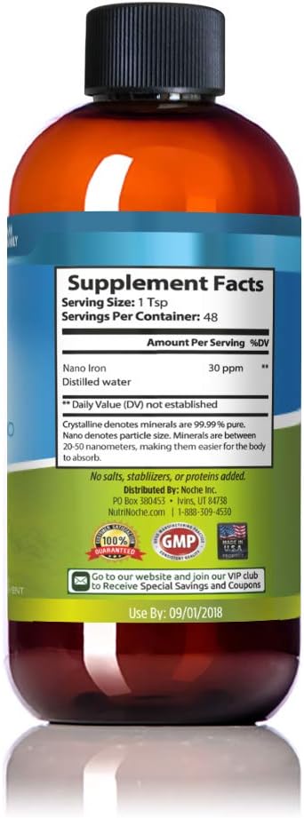 Liquid Iron Supplement for Women - High Potency Sublingual Iron Drops - Vegan Liquid - Tasteless Flavor - Premium Supplement for Men, Women & Kids - 8 Ounces - Nutrinoche
