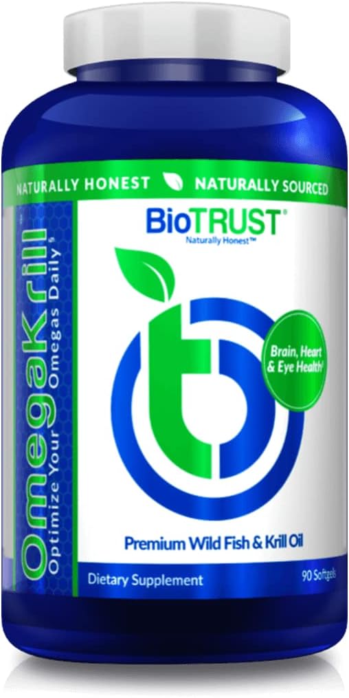BioTrust OmegaKrill EPA & DHA Omega 3 Supplement, Fish and Krill Oil to Provide Support for Joint, Heart, Brain, Eye and Skin (30 Servings)