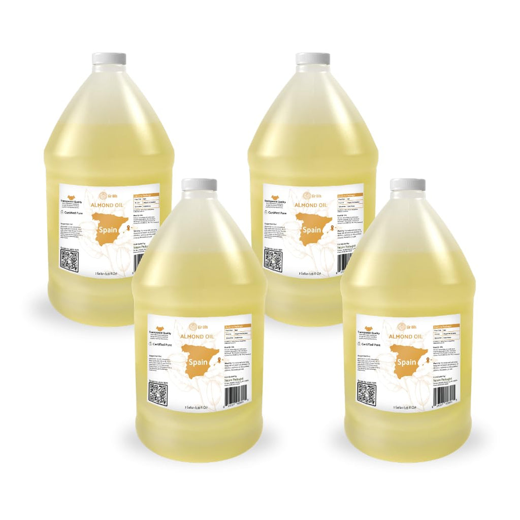 Nature Packaged Sweet Almond Oil - for Skin and Hair - Carrier Oil for Essential Oils Mixing - From EIR Oils' Farm in Mallorca, Spain - 4 Gallons