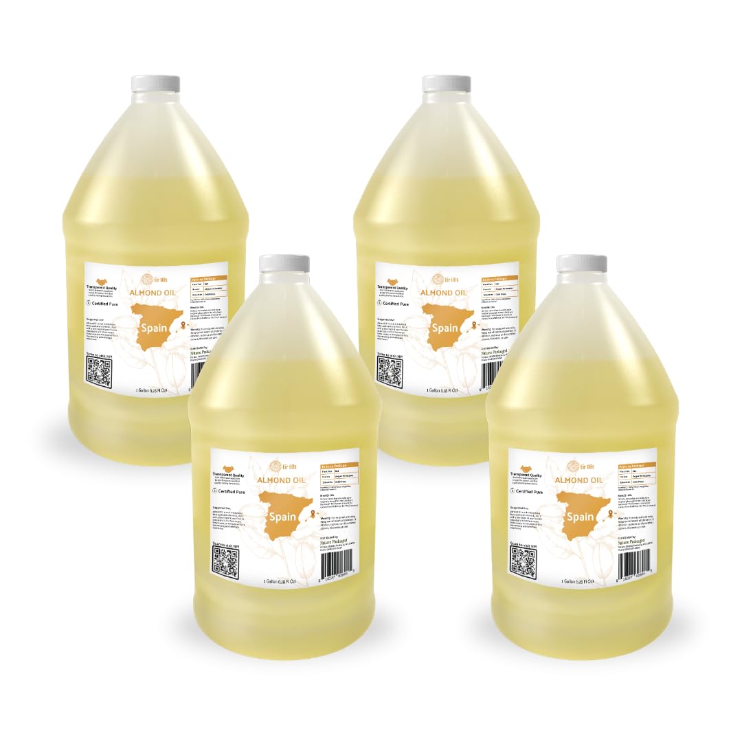 Nature Packaged Sweet Almond Oil - for Skin and Hair - Carrier Oil for Essential Oils Mixing - From EIR Oils' Farm in Mallorca, Spain - 4 Gallons