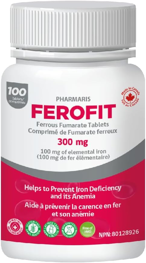 Ferofit – Ferrous Fumarate 300mg (100mg Elemental Iron), 100 Tablets, Cost-Effective Iron Supplement, Prevent Iron Deficiency Anemia, Iron Supplement for Women & Men