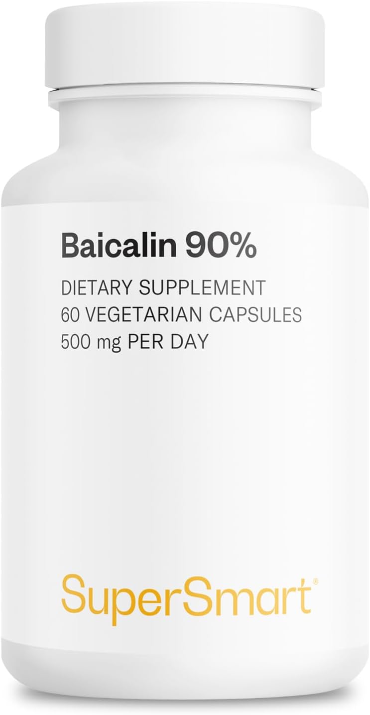 SuperSmart - 90% Baicalin 500mg per Day (Scutellaria Baicalensis) - Chinese Skullcap Extract Supplement | Non-GMO & Gluten Free - 60 Vegetarian Capsules