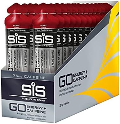 Science in Sport Energy Gel Pack, SIS Energy Gel + Caffeine, 22g Fast Acting Carbs, Performance & Endurance Gels, Berry Flavor - 2 Ounce (30 Count)
